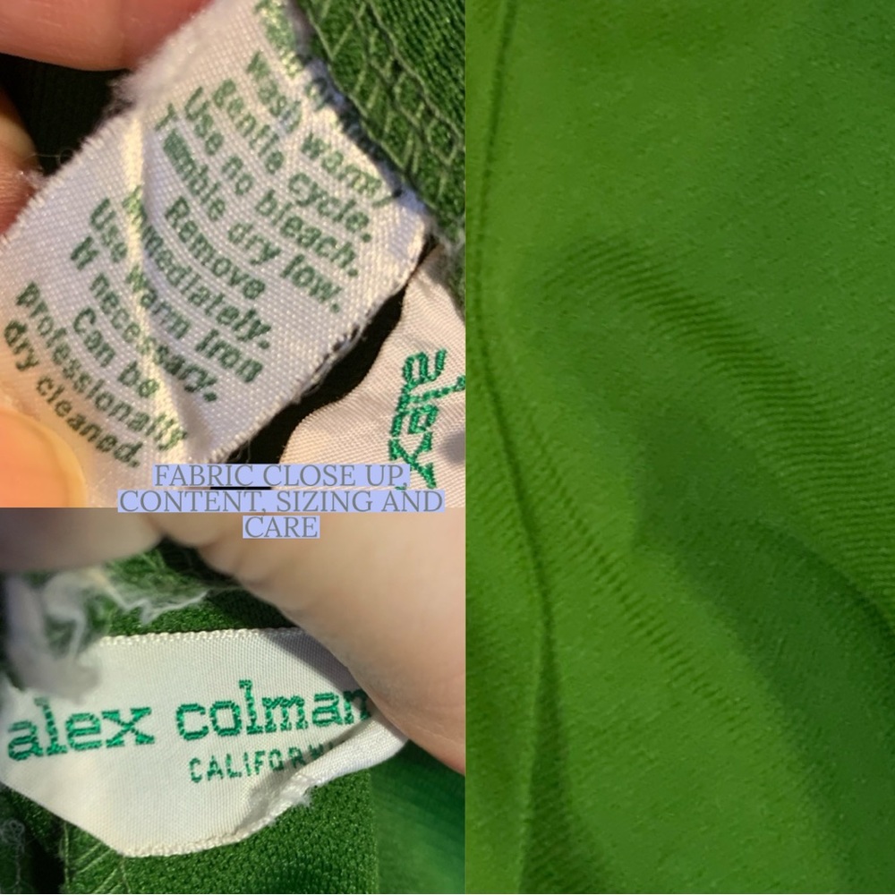 VINTAGE CIRCA 1970'S ALEX COLMAN GREEN FLARE LEG ELASTIC WAIST PANTS (M) - Picture 9 of 11